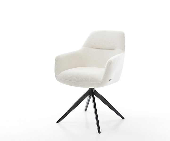 Drehstuhl Pejo-Flex Bouclé Soft Beige Kreuzgestell breit Schwarz 360° drehb günstig online kaufen