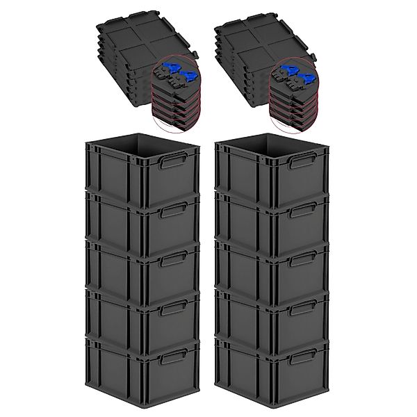 PROREGAL SuperSparSet 10x Eurobox Nextgen Grip Mit Scharnierdeckel Und Blau günstig online kaufen