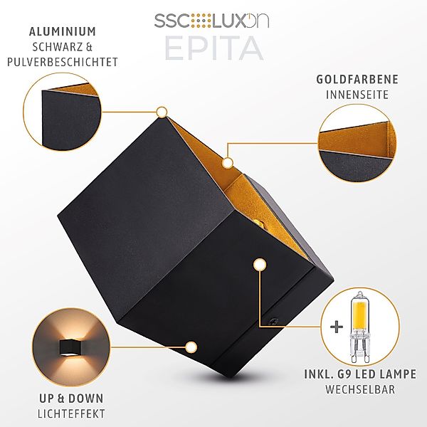 SSC-LUXon LED Wandleuchte EPITA Treppenleuchte schwarz günstig online kaufen