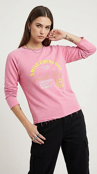 Zwillingsherz Sweatshirt ""Smile Everyday"", mit Used-Look Kanten und Stick günstig online kaufen