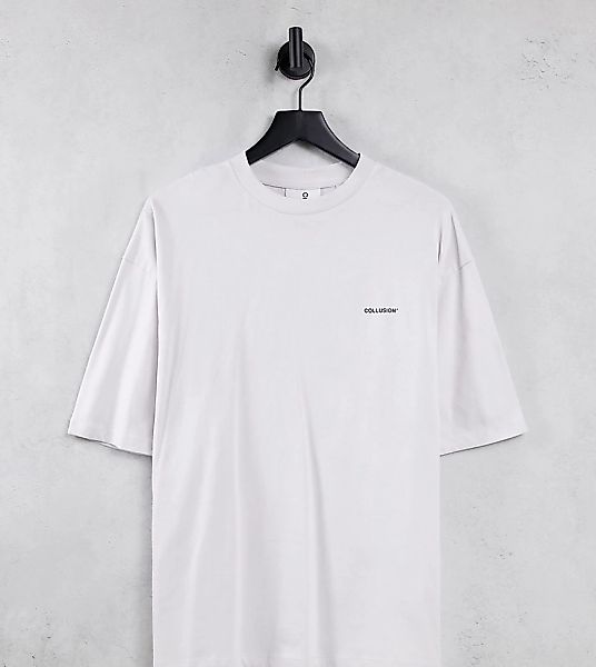 COLLUSION – Oversize-T-Shirt in Ecru mit Logo-Weiß günstig online kaufen