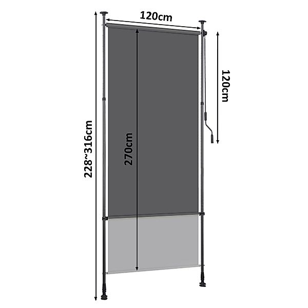 Clanmacy Senkrechtmarkise Klemmmarkise Ausziehbar BxH: 120x270cm günstig online kaufen