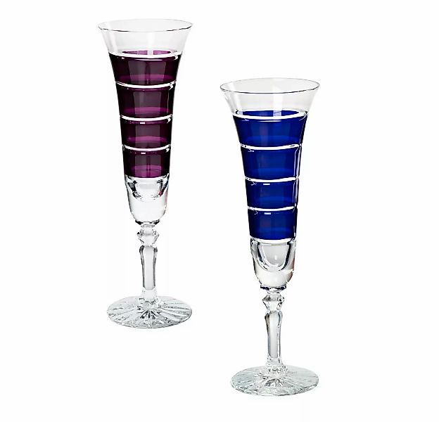 Sektglas Sektkelch Champagnerglas Handgeschliffen Blau Kristall Glas 140 ml günstig online kaufen