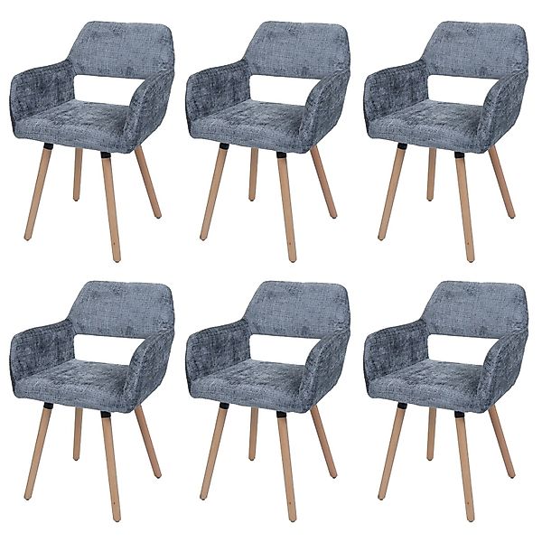 MCW Esszimmerstuhl A50 II 6er-Set Dunkelgrau Stoff/Textil Chenille 465g/m² günstig online kaufen