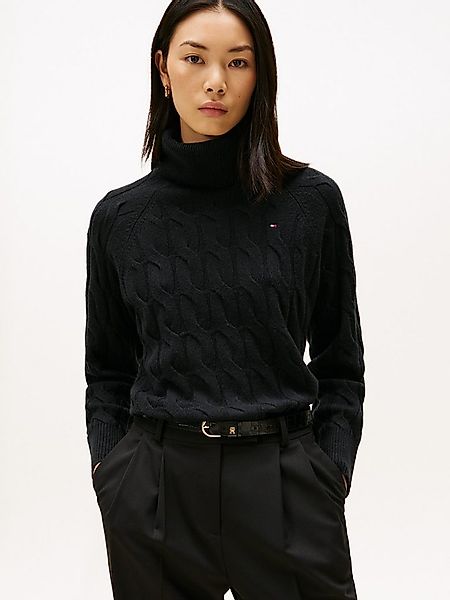 Tommy Hilfiger Rollkragenpullover SOFT WOOL CABLE ROLL-NK LS SWT mit Zopfmu günstig online kaufen