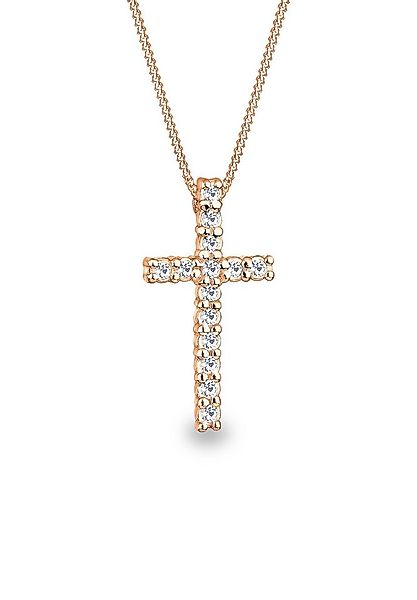 Elli Kette mit Anhänger Kreuz Weiß 925 Sterling Silber, mit Kristallen von günstig online kaufen