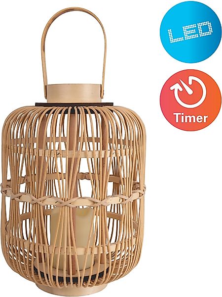 näve LED Dekolicht »Korbinian«, 1 flammig, Rattankorb natur mit Griff inkl. günstig online kaufen