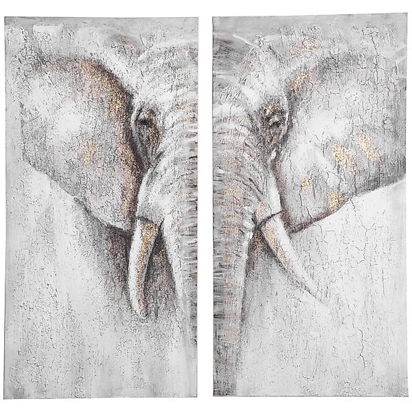 HOMCOM Wandbilder Gemälde 2er-Set Canvas 'Elefant' 120 x 120 x 2,8cm günstig online kaufen