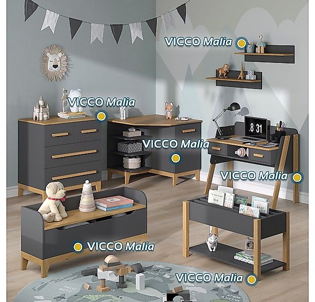 VitaliSpa® Schreibtisch Malia, Grau/Eiche, 97 x 51 cm günstig online kaufen