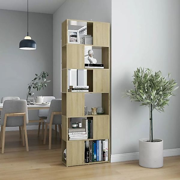 Bücherregal Raumteiler Sonoma-eiche 60x24x186 Cm Spanplatte günstig online kaufen