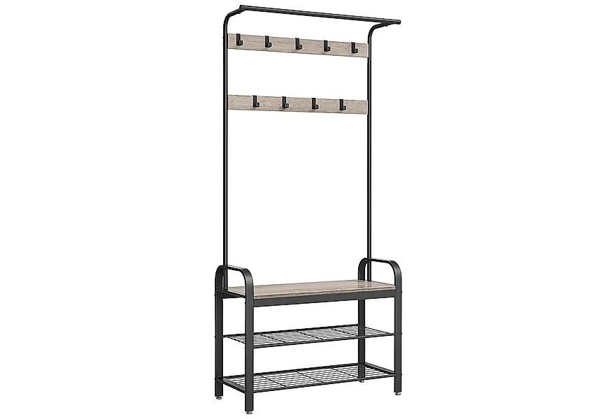 VASAGLE Garderobenständer Garderobe, mit Sitzfläche, 2 Gitterablagen günstig online kaufen