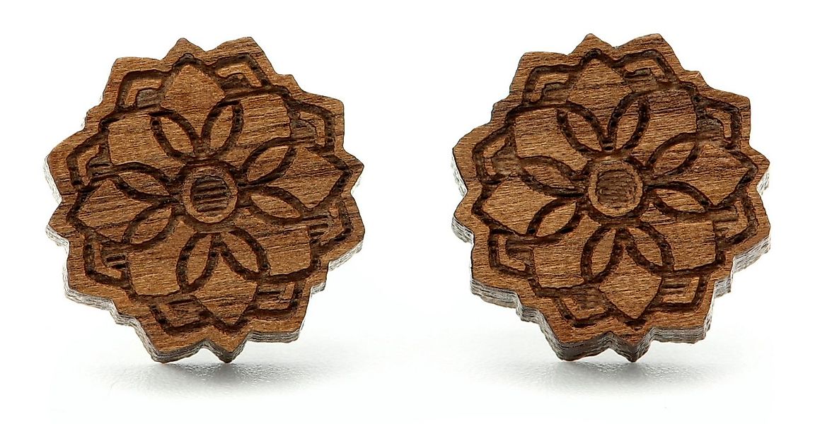 NaturSchatulle Paar Ohrstecker Mandala (Gravur Mandala, blumig, Holzschmuck günstig online kaufen