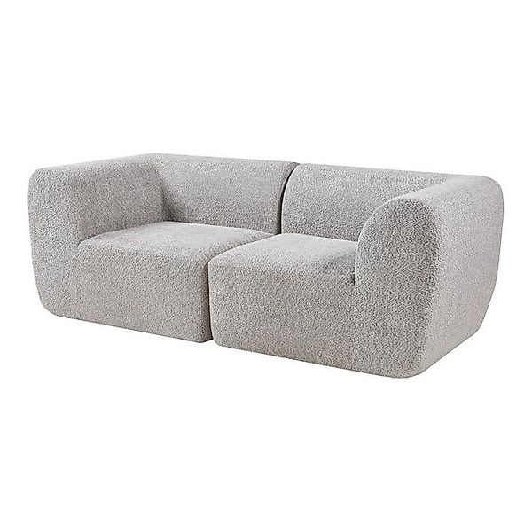 en.casa Sofa, 2-Sitzer »Hurvas« Bouclé 76 x 216 x 108 cm Bouclé Grau günstig online kaufen