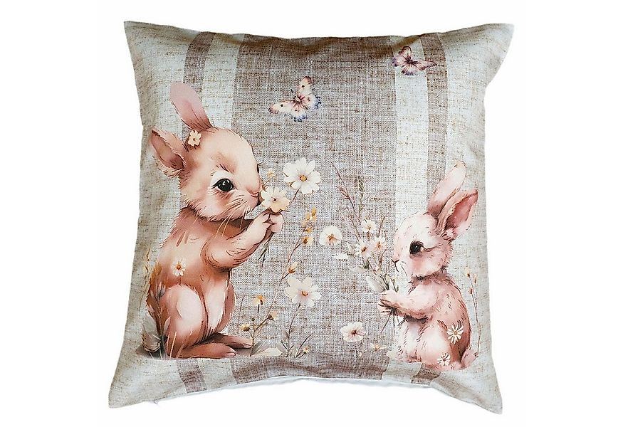 texpot Kissenhülle Dekokissen Druck Häschen Blumen Ostern Frühling, (1 Stüc günstig online kaufen