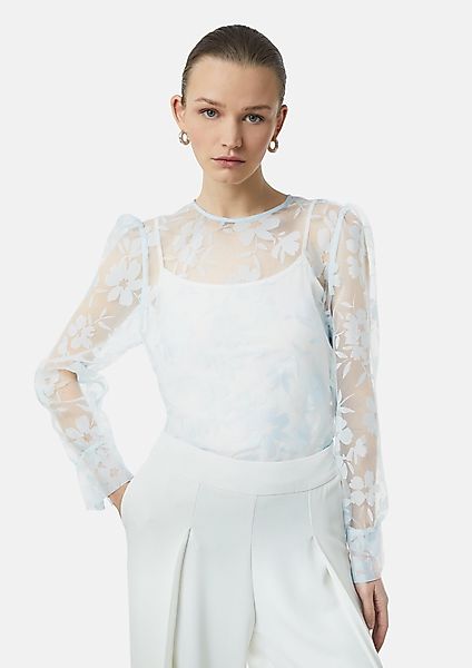Comma Langarmbluse Transparente Organza-Bluse mit floralem günstig online kaufen