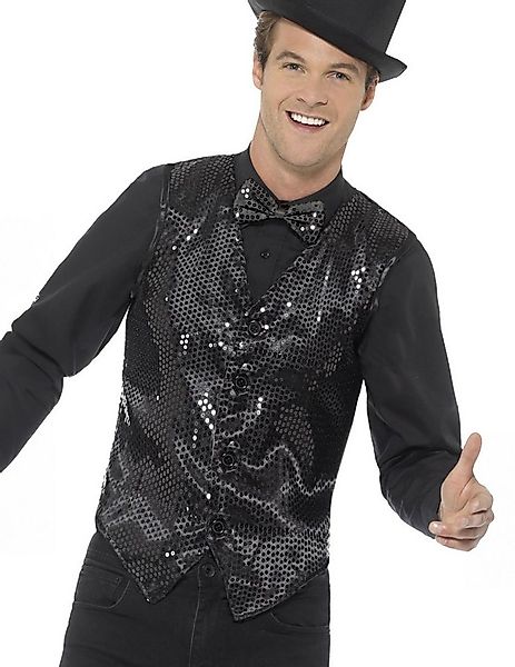 Smiffys Kostüm Disco Pailletten Weste schwarz günstig online kaufen