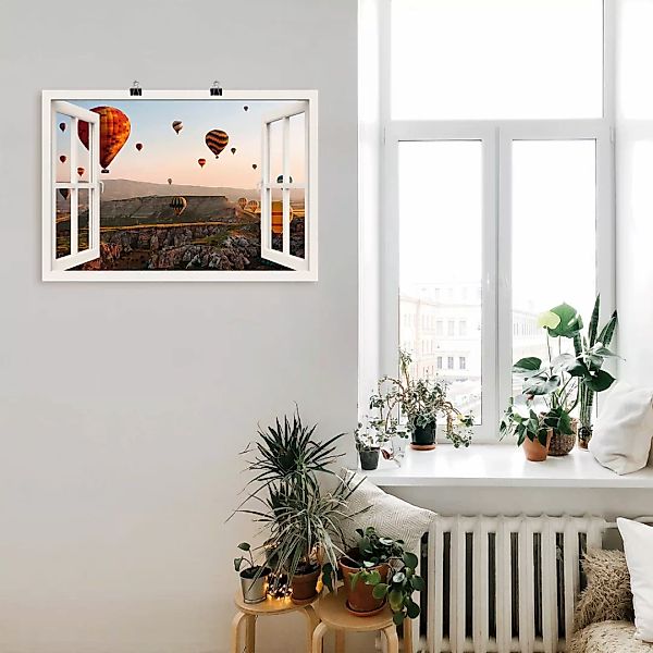 Artland Wandbild "Fensterblick Kappadokien Ballonfahrt", Ballonfahren, (1 S günstig online kaufen