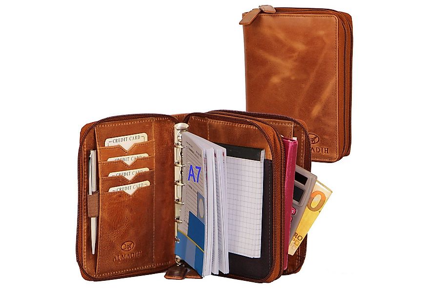 ALMADIH Konferenzmappe Ledermappe A7 Kombimappe Leder Organizer 2026 braun, günstig online kaufen