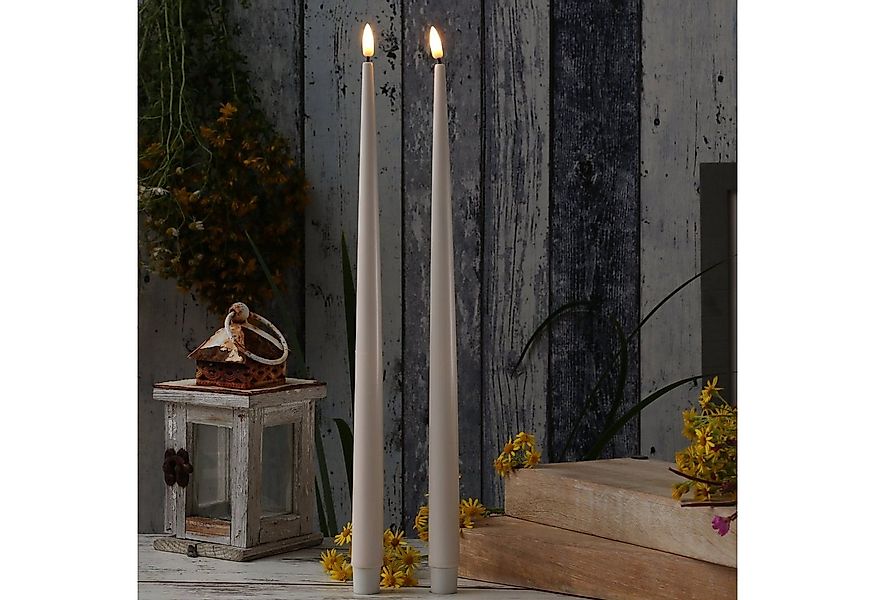 Deluxe Homeart LED-Kerze LED Stabkerzen ELLA Deluxe Lack Tafelkerze flacker günstig online kaufen