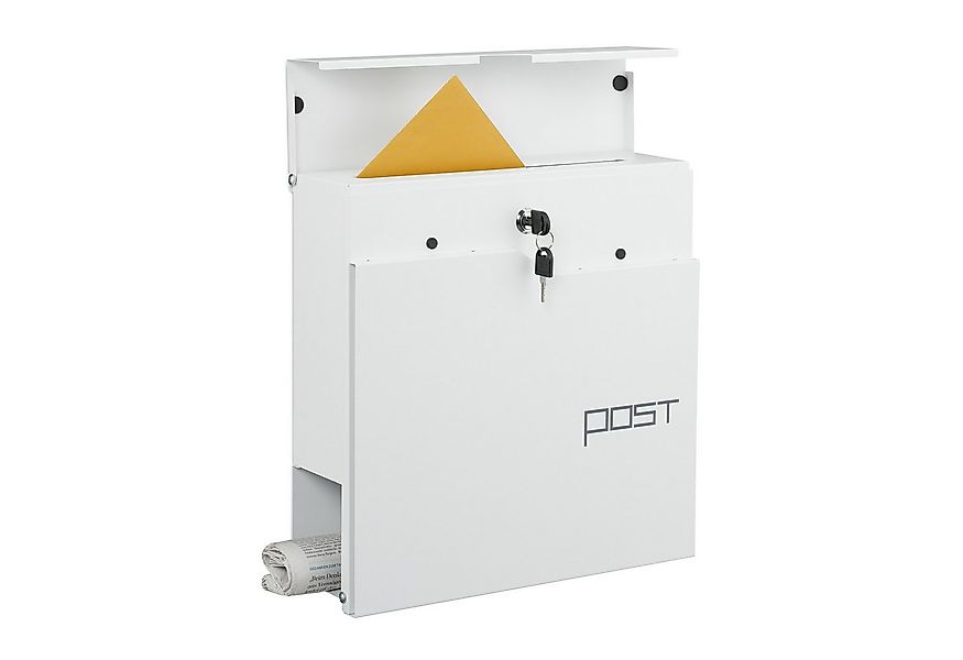 relaxdays Briefkasten mit Zeitungsfach, weiß günstig online kaufen