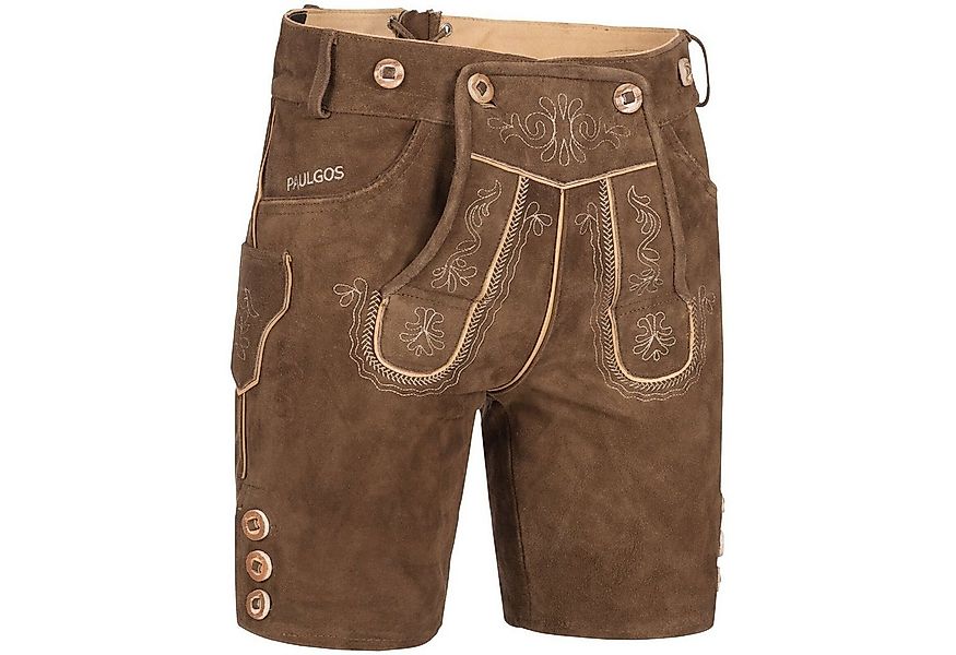 PAULGOS Trachtenhose Herren Lederhose Kurz mit Trägern 100% Echtleder - HK2 günstig online kaufen
