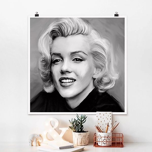 Poster Schwarz-Weiß - Quadrat Marilyn privat günstig online kaufen
