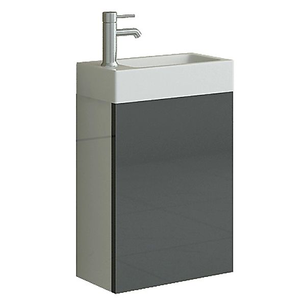 Jet-Line Badmöbel-Set Aarau 40cm Grau Hochglanz Waschbecken und Unterschran günstig online kaufen