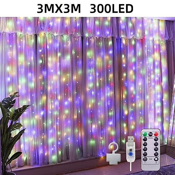 Montegoni LED-Lichterkette 3x3m 300 LED Lichtervorhang Lichternetz Lichterk günstig online kaufen