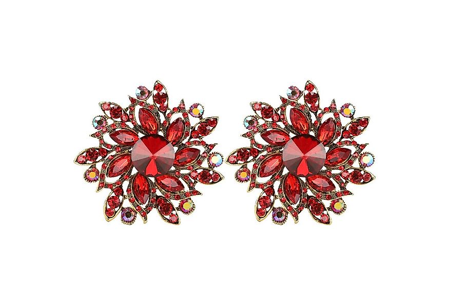 GARRYFIZH Brosche 2er Set Brosche Blume Kristall Rot Strass Anstecknadel Vi günstig online kaufen
