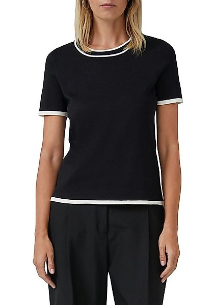 s.Oliver BLACK LABEL Kurzarmpullover Feinstrick, Rundhals mit kontrastfarbe günstig online kaufen