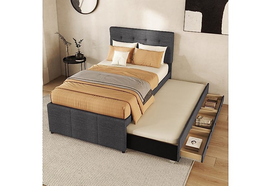Odikalo Polsterbett Einzelbett 3 Schublade Ausziehbar Verstellbar Kopfteil günstig online kaufen