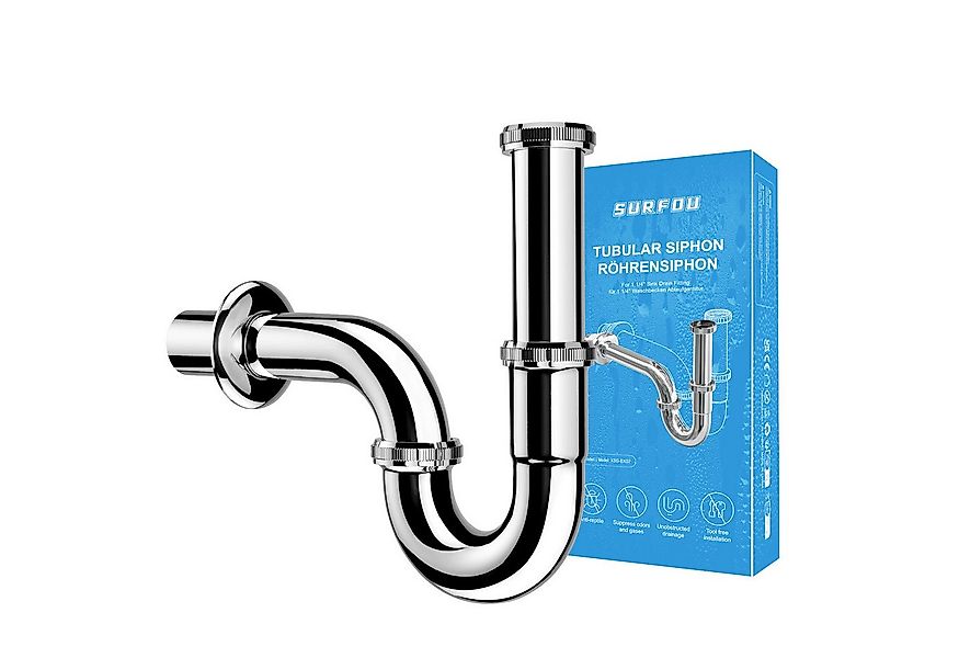 SURFOU Siphon Siphon Abflussrohr Waschbecken Ablaufgarnitur G 1 1/4" Edelst günstig online kaufen