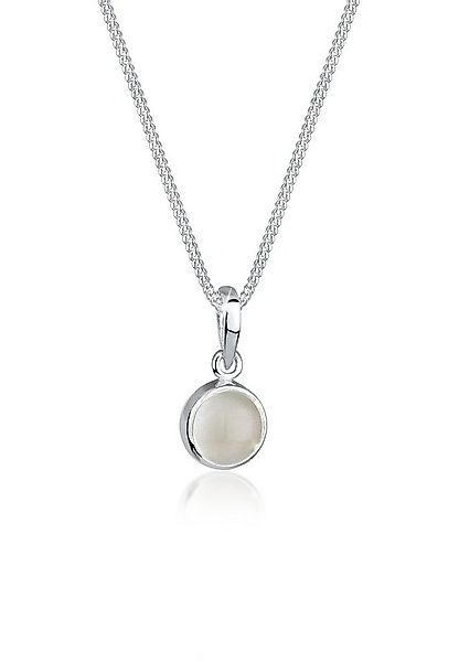Elli Kette mit Anhänger Klassik Mondstein Edelstein Rund Natur 925 Silber günstig online kaufen