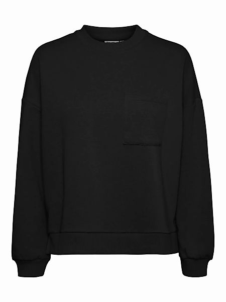 NOISY MAY Rundhalsausschnitt Brusttaschen Sweatshirt Damen Schwarz günstig online kaufen
