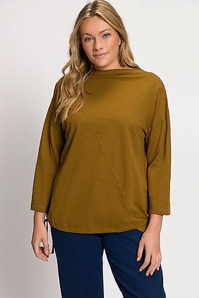 Ulla Popken Rundhalsshirt Shirt Oversized Stehkragen 3/4-Arm Biobaumwolle günstig online kaufen