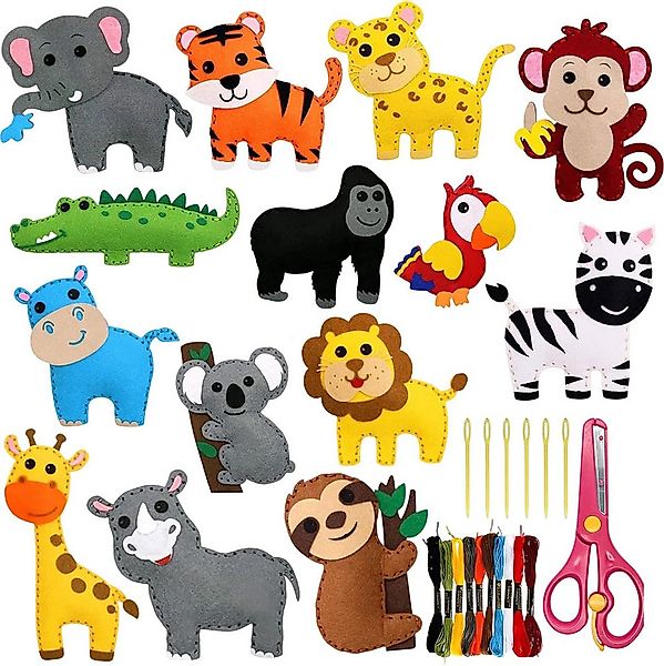 MODFU Kreativset Kinder Nähset Tiere DIY Bastelset aus Filz Kreatives Lerns günstig online kaufen