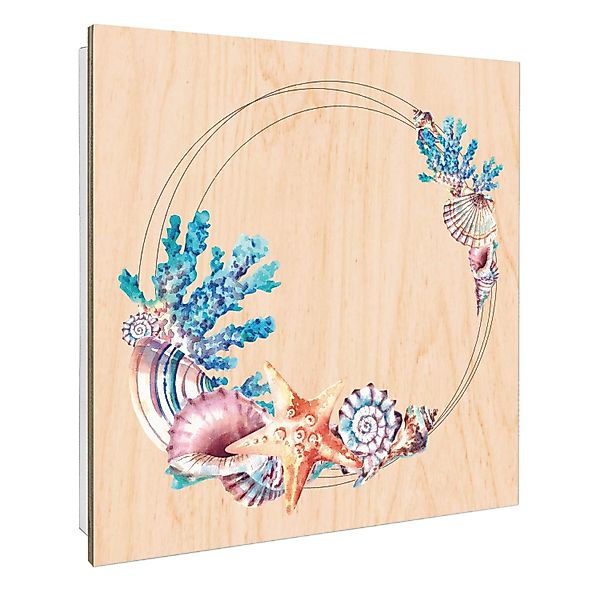 Banjado Schlüsselkasten mit Holzfront 30x30cm Weiß Scharnier Links 50 Haken günstig online kaufen