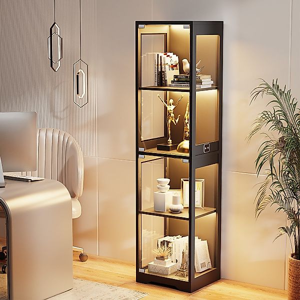 BROTTAR Glasvitrine Ausstellungsschrank mit Glastür, 4-stufiger günstig online kaufen