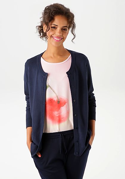 Aniston CASUAL Strickjacke, mit Rundhals-Ausschnitt günstig online kaufen
