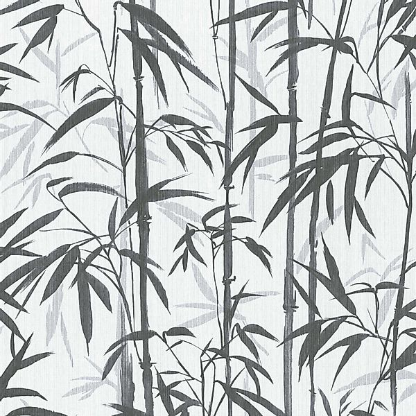 Bricoflor Bambusblätter Tapete Asiatisch Bambus Vliestapete Weiß Grau für B günstig online kaufen