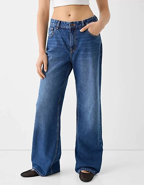 Bershka Wide Leg 90'S Jeans Damen 40 Blau günstig online kaufen