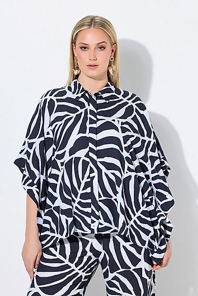 Ulla Popken Hemdbluse Poncho-Bluse Oversized Hemdkragen 3/4-Arm günstig online kaufen
