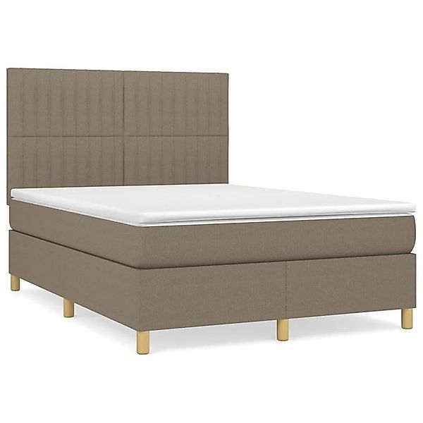 vidaXL Boxspringbett, Boxbett mit Matratze Taupe 140x200 cm Stoff günstig online kaufen