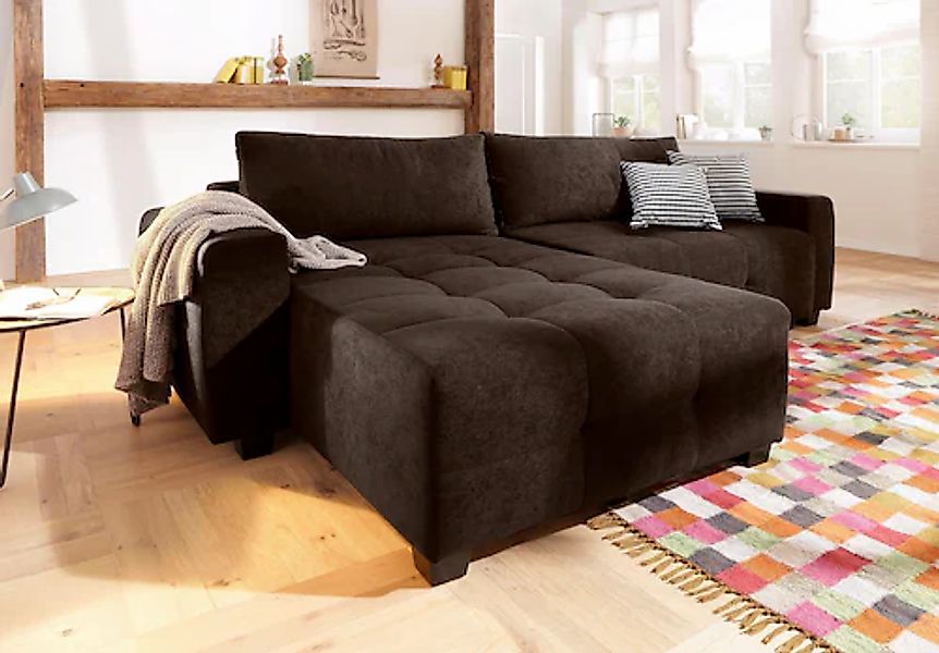 Home affaire Ecksofa »Bella L-Form, B: 254 cm« mit 2 Zierkissen, optional B günstig online kaufen