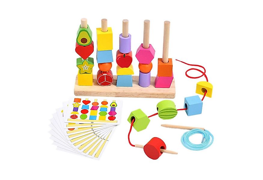 CLTYQ Lernspielzeug Montessori Spielzeug,Holzspielzeug mit Steckspiel Fädel günstig online kaufen