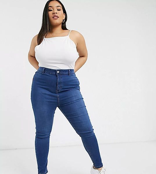 Urban Bliss Plus – Enge Jeans mit hohem Bund in dunkler Waschung-Blau günstig online kaufen