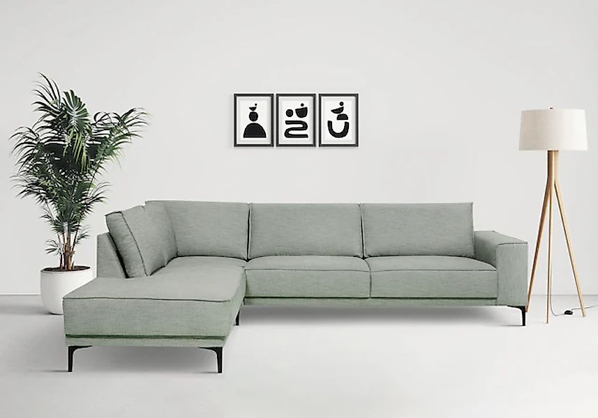 PLACES OF STYLE Ecksofa »Polsterecke Oland, Struktur, Flachgewebe, Luxus-Mi günstig online kaufen