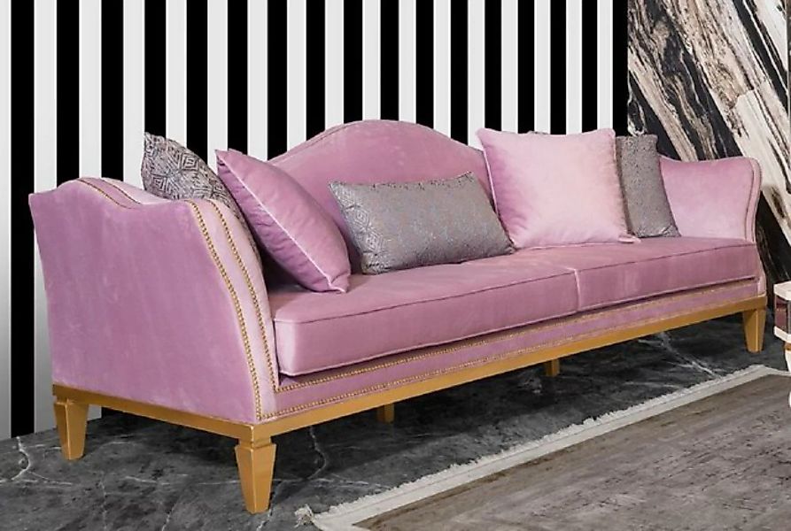 Casa Padrino Sofa Luxus Barock Sofa Rosa / Gold - Elegantes Barockstil Wohn günstig online kaufen