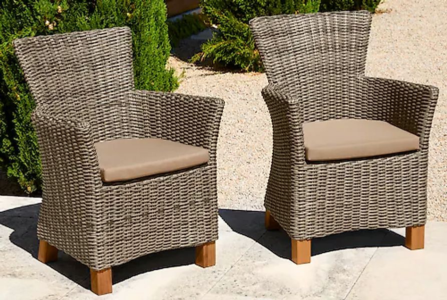 MERXX Gartensessel »Toskana« Set, 2 Stk. tlg. 2er Set, Polyrattan/Non-Wood, günstig online kaufen