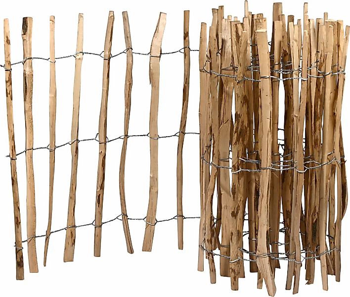 dobar Staketenzaun "aus robustem, geschältem Haselnussholz, HxL: 90x500cm" günstig online kaufen